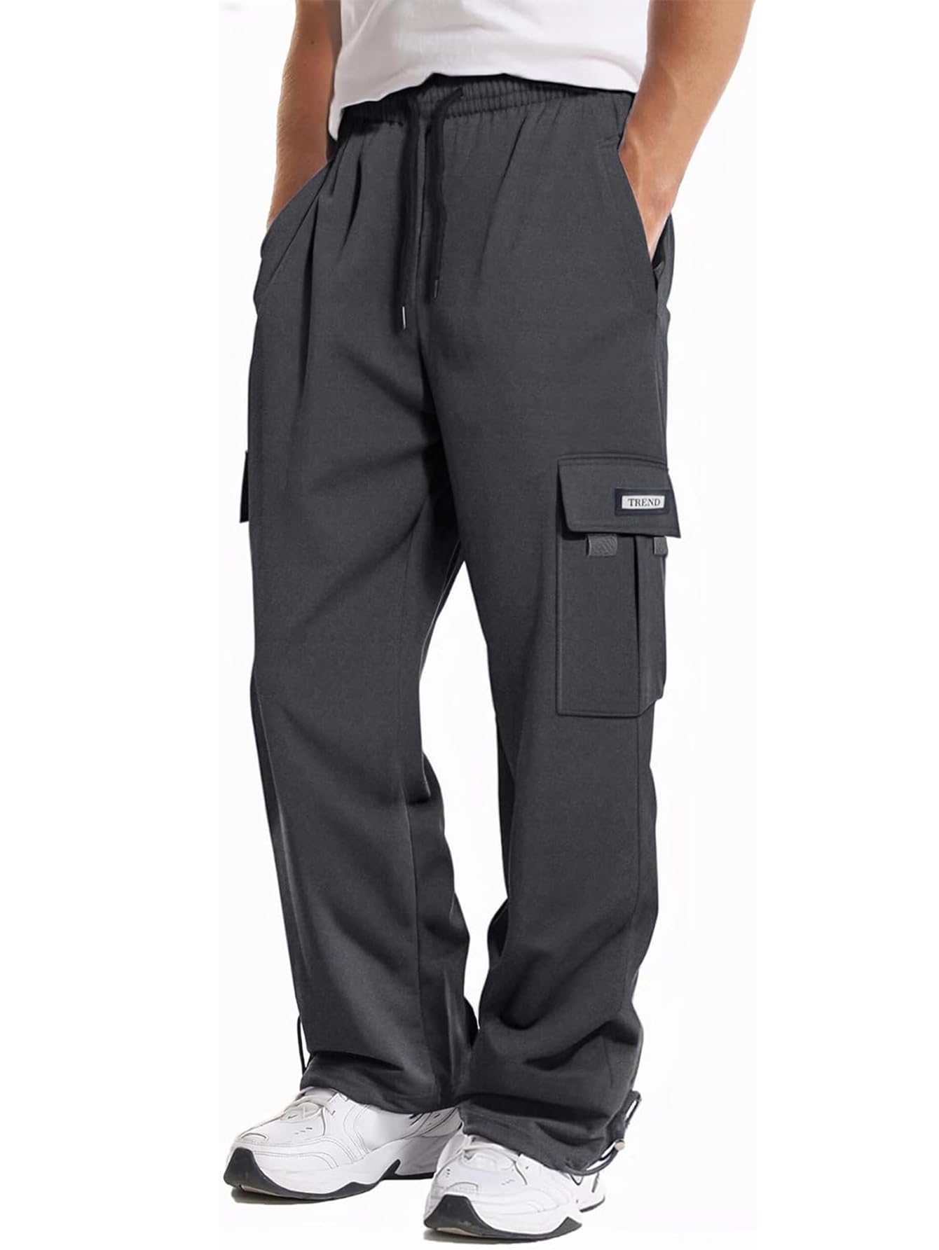 GYMBULLFIGHT Men's Athletic Sweatpants Loose Fit Pants Joggers for Men with Pockets, Open Bottom Drawstring