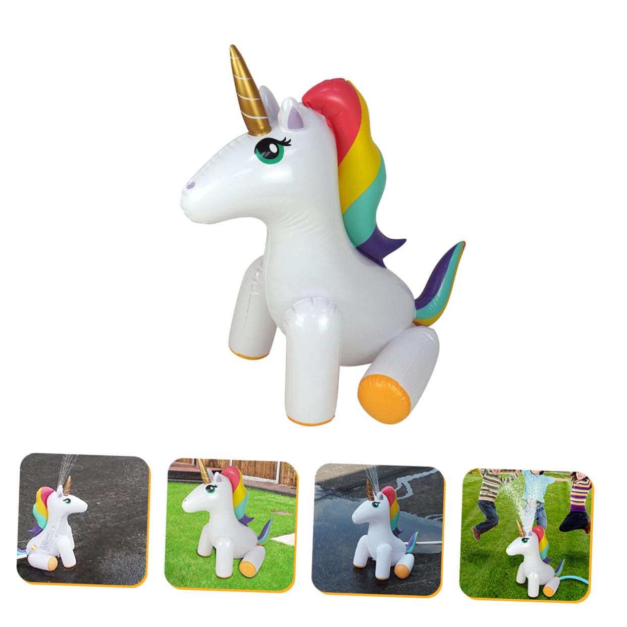 Giocattolo Gonfiabile Unicorno Spruzzatore in Pvc per Ragazzo Ragazza | Vacanze Estive, per Giochi All'aperto in Giardino e Feste, Design Simpatico Aspetto Bello