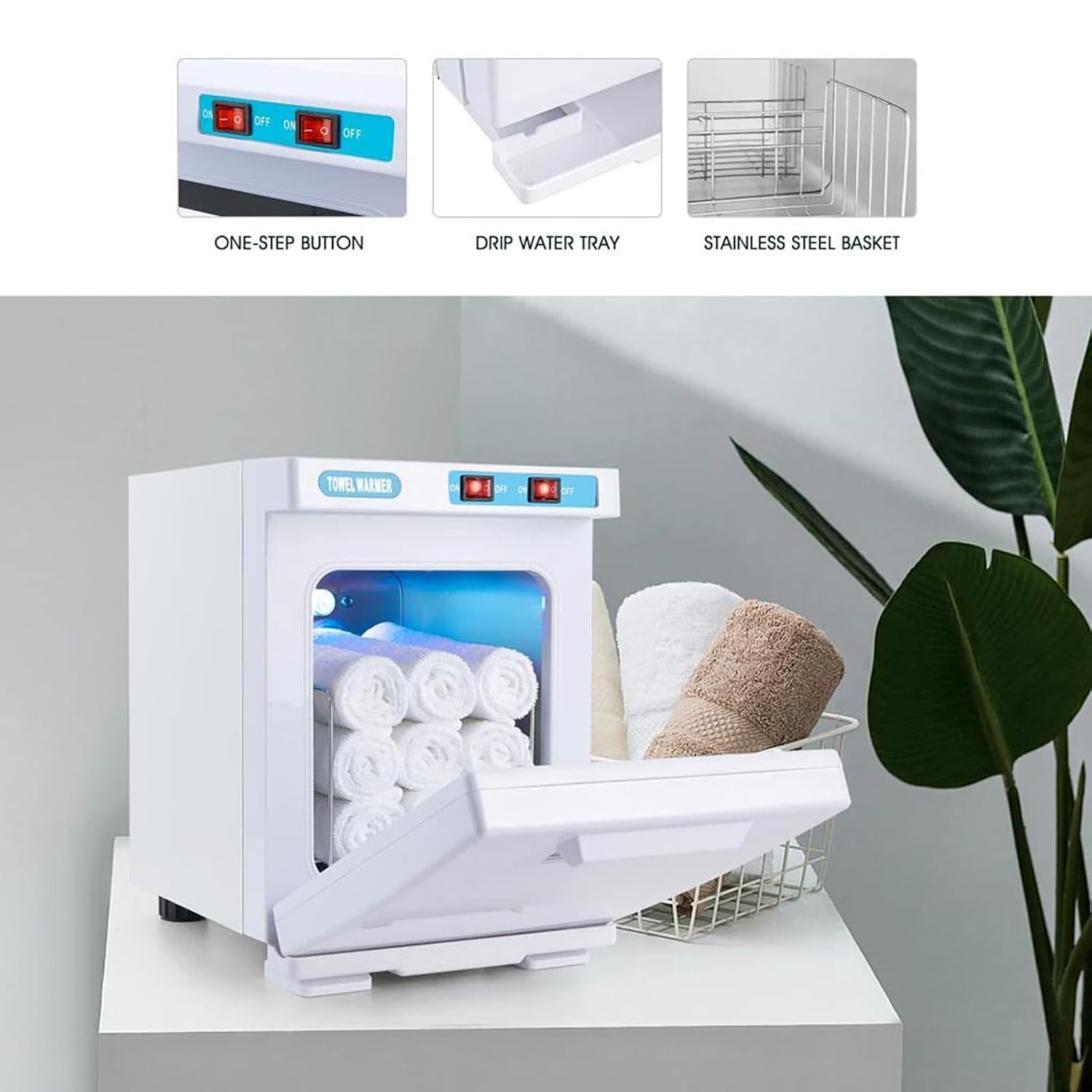 Hot Towel Warmer Cabinet, 5L Small Hot Bath Towel Warmer Heating Use Holds 12 Towels for Facial Spa Hair Beauty Salon Equipment and Home
