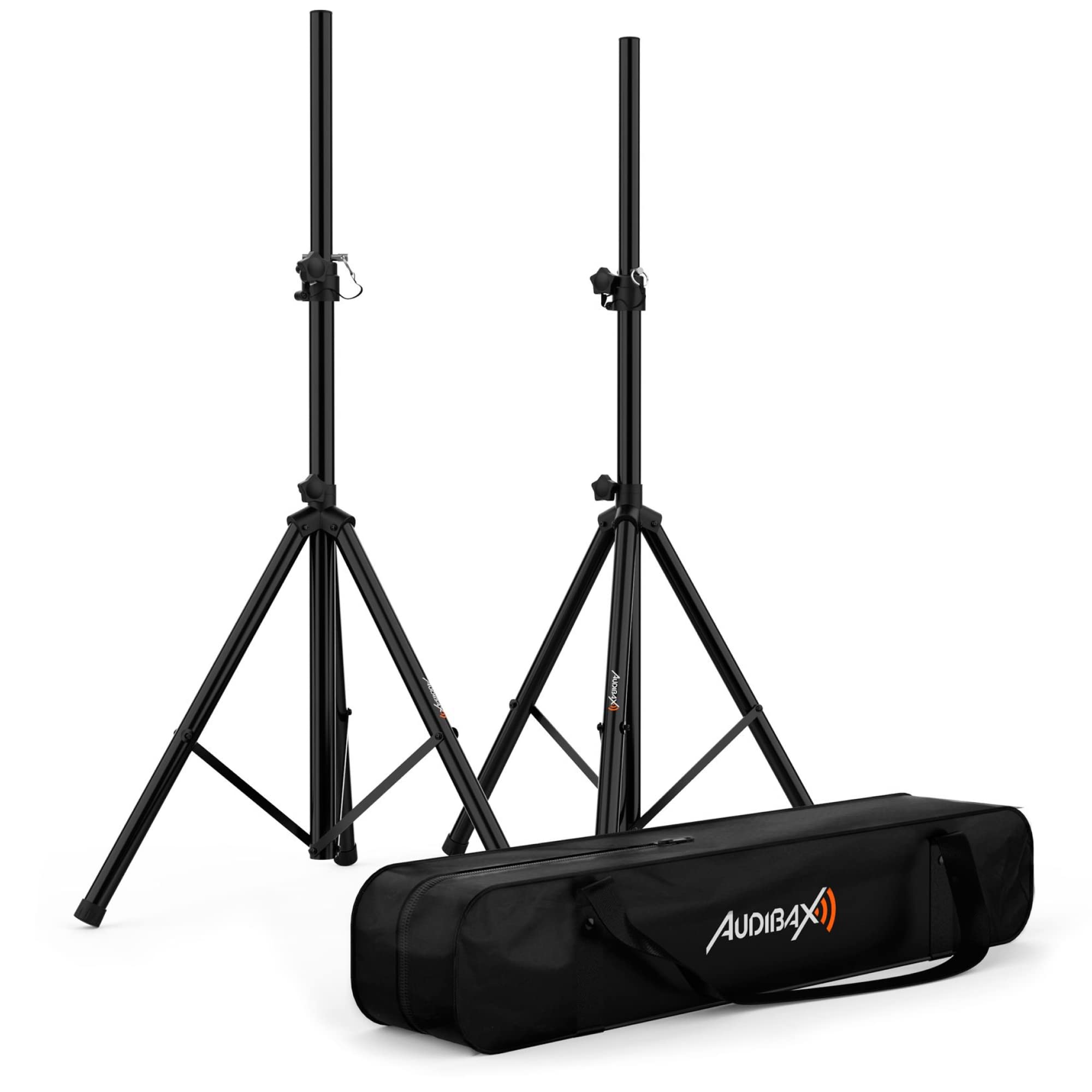 Audibax Neo 130 - Support Professionnel pour Haut-Parleurs - Paire de Trépied pour haut-Parleurs - Sac de transport Inclus - Trépieds Extensible - Hauteur Réglable de 120 à 180 cm - Poid Maximum 30 kg