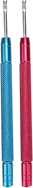 DAUERHAFT 2pcs Watch Hands Lever,Watch Needle Lifting Removing Tool with Knurled Handle,Alloy Steel Watch Repair Needle Leve Accessory (Red + Blue),for Watch Hands Disassemble Repairing