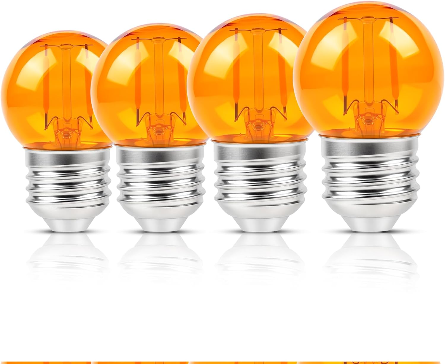KINUR G40 Small dim Amber LED Edison 2000K 2 watt-15 watt Equivalent, E26 Base Low watt Soft Warm Light Bulbs for Healthy Sleep and Baby Nursery Light 4 Pack