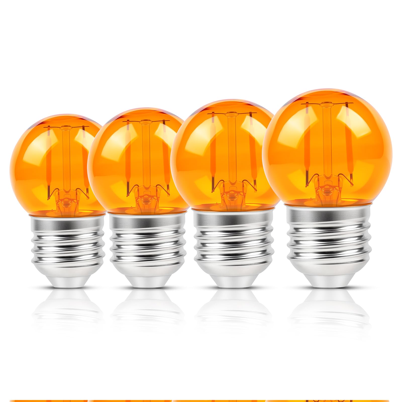 KINUR G40 Small dim Amber LED Edison 2000K 2 watt-15 watt Equivalent, E26 Base Low watt Soft Warm Light Bulbs for Healthy Sleep and Baby Nursery Light 4 Pack