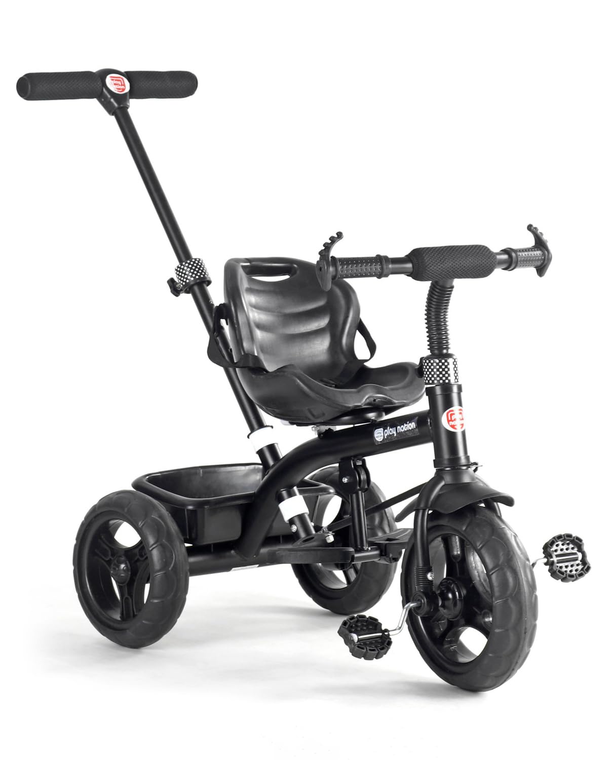 Play Nation Premium Kids Tricycle with Parental Push Handle|Tricycles for Kids 1 to 3 Years with Non-slip Pedals & Storage Basket|Smart Plug & Play Trikes for Kids|25 Kg Capacity|BIS Certified (Black) (B0D458PBFL) Amazon Price History, Amazon Price Tracker