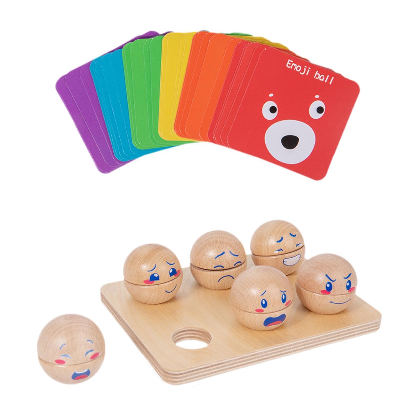 Juego de Bolas presión de Emociones, Bloques de Madera Educativos para Niños con Juego de Habilidades Motoras Finas, Actividades Divertidas
