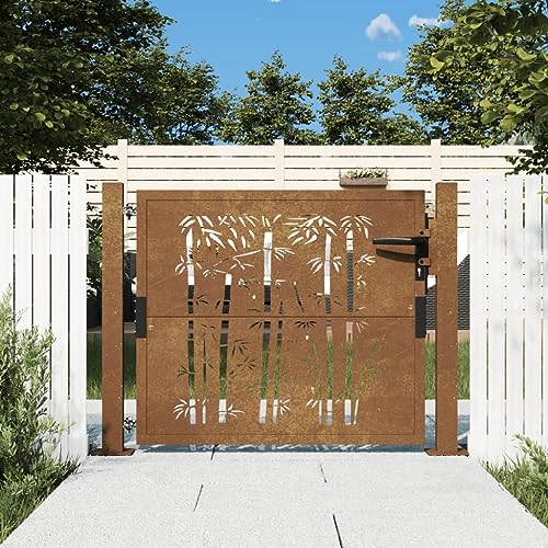 Xichuzi Puerta de jardín Acero corten diseño bambú 105x80 cm, Puertas para Jardin, Puertas De Exterior, Valla Jardín, Rejas para Puertas De Entrada153184