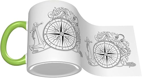 Miniatura 3 de Taza de café vintage con brújula y pulpo, tazas de café de cerámica con asa, tazas de té, tazas para café, tazas para beber, regalos para mujeres y