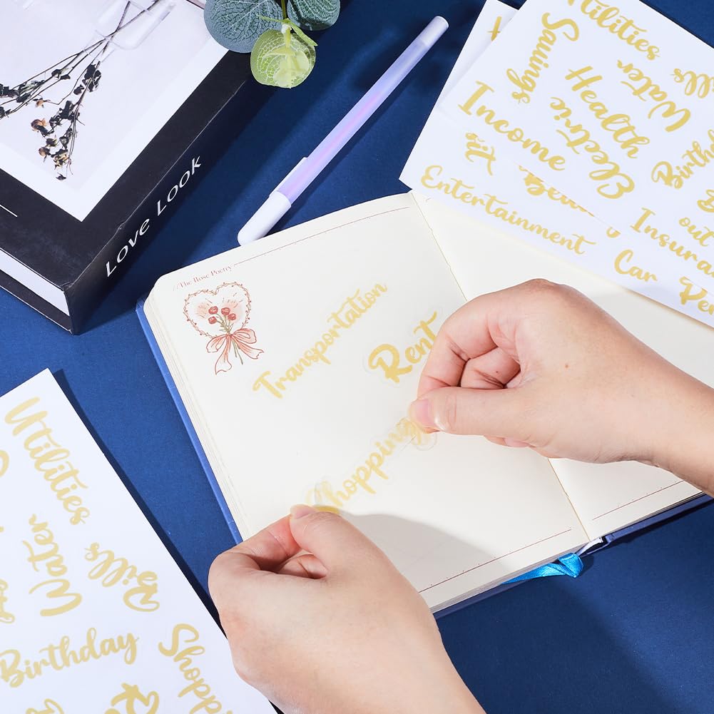 GORGECRAFT 116Pcs Budgeting Labels Stickers Cash Envelope Decals A6 Budget Binder Labels Gold Words Money Organizer Letter Stickers for Finance Planner Budget Saving Sinking Funds Daily Expenses - Image 3