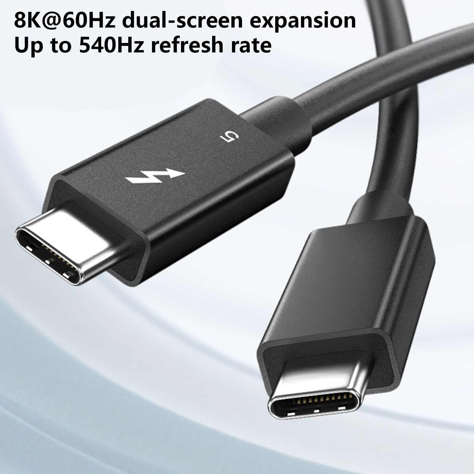 Câble de données Thunderbolt5 120 Gbit/s - Transfert rapide - Prend en charge l'extension double écran 8K 60 Hz et jusqu'à 540 Hz - Rafraîchit R