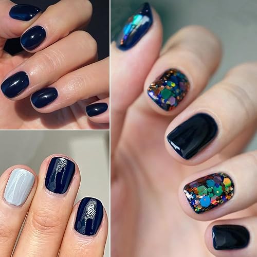 Miniatura 4 de Esmalte de uñas de gel azul profundo azul marino esmalte de uñas de gel semipermanente para arte de uñas de 0.4 fl oz, gran capacidad, salón de