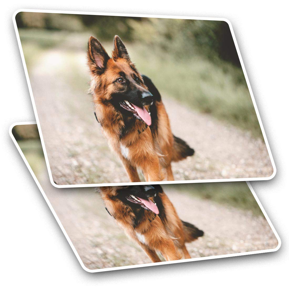 Destination Vinyl Ltd Multi Rectangle Stickers (Set Of 2) 10Cm - German Shepherd Alsatian Dog Fun Decals For Laptops,Tablets,Luggage,Scrap Booking,Fridges, #12548
