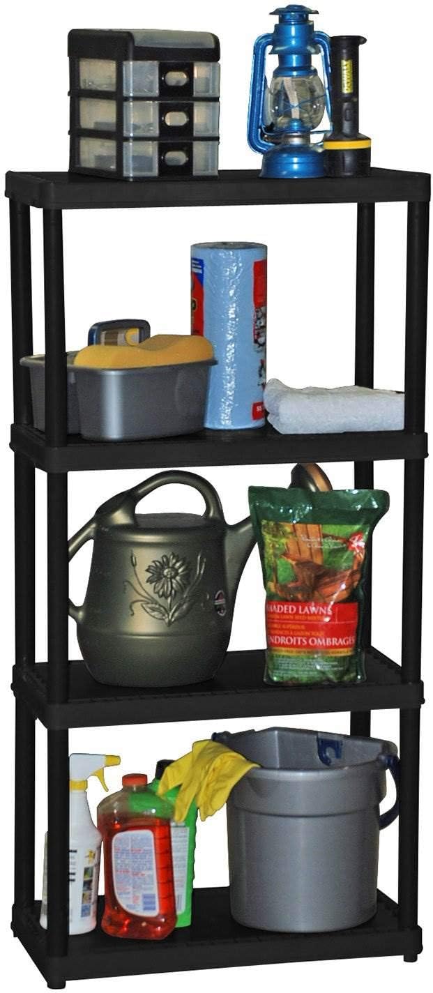 Gracious Living 48 Inch 4 Shelf Heavy Duty Light Weight Garage or Indoor Storage Unit Holds Up to 220 Pounds with Easy Assembly (2 Pack), Black : Home & Kitchen