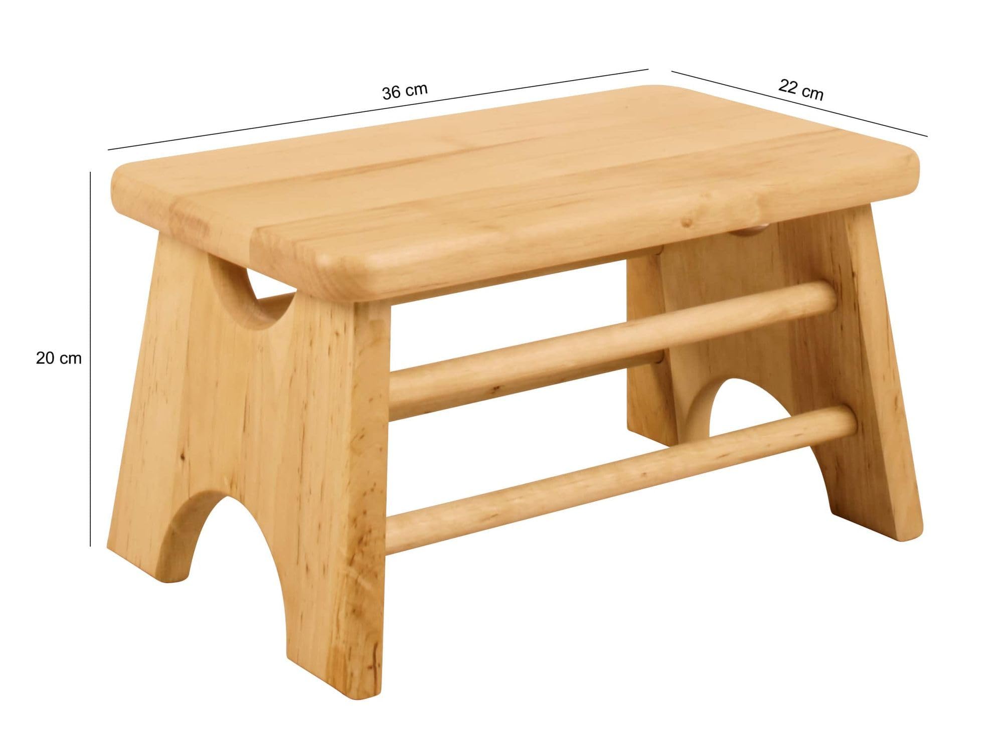 Original Tritthocker Max von BioKinder | Schemel & Hocker aus Massivholz | zweifarbig Erle & Naturweiß | 34 x 21,5 x 20 cm