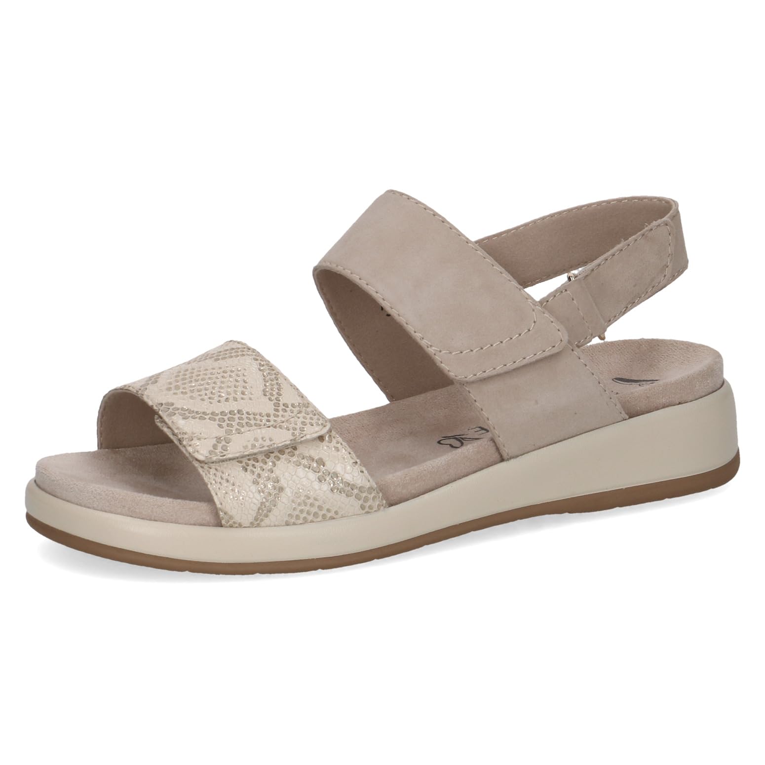 Caprice women's flat sandal in leather, Beige (BEIGE COMB), 6.5 UK