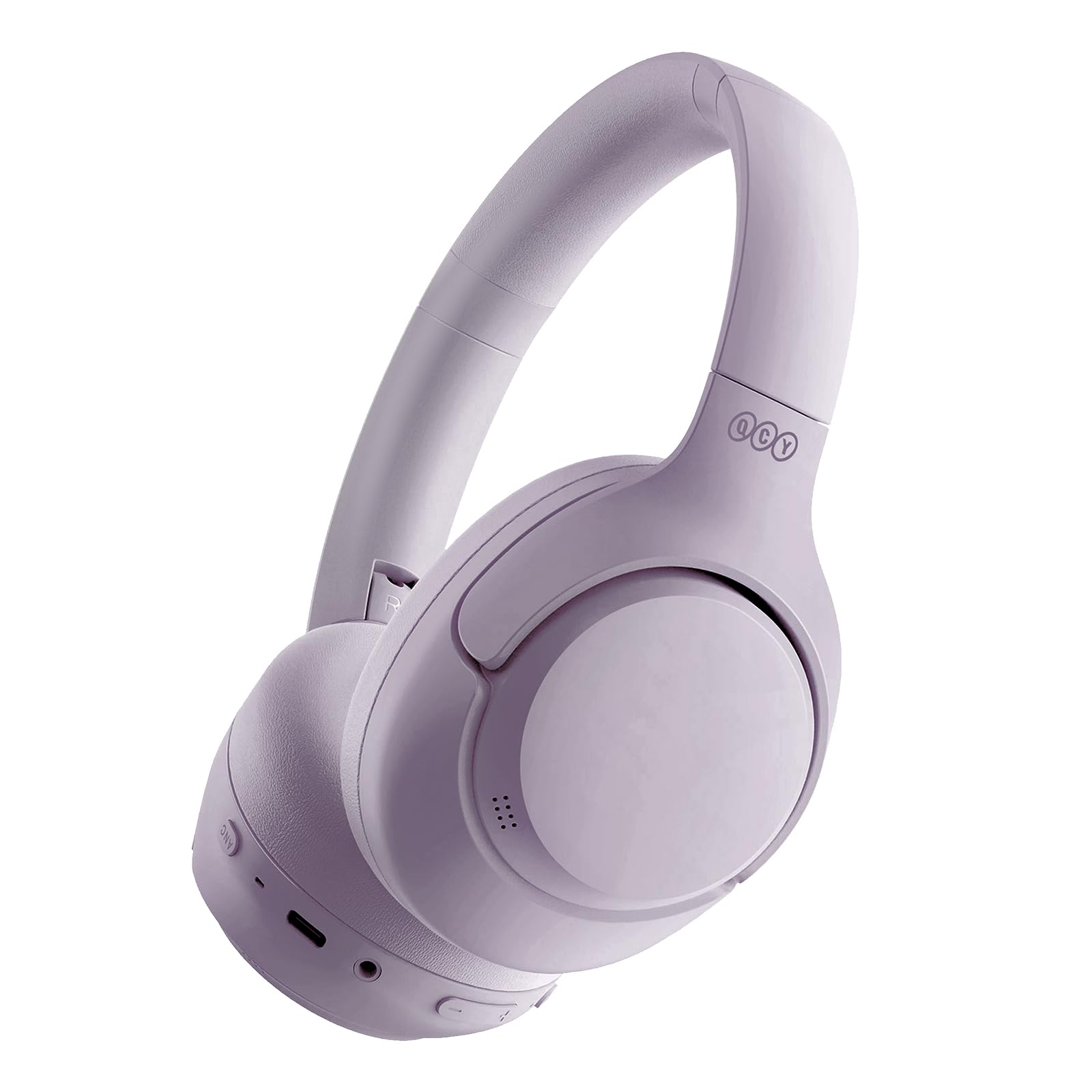 QCY H3 Hybrid Active Noise Cancelling Headphones, Wireless Over Ear Bluetooth Headphones, 60H Playtime, Hi-Res Audio, Deep Bass, Comfort Fit, for Home Office Travel, Purple
