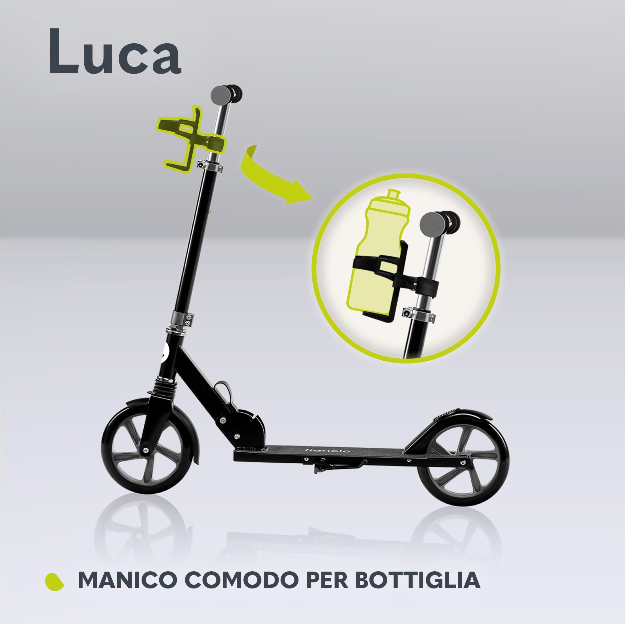 LIONELO LUCA Monopattino pieghevole per Bambini e adulti fino a Regiolable e leggero solo Costruzione solida Ruote Ammortizzatori ShockResist, Freno