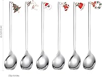 Vista 2 de A · HOUSEWARE Dessert Spoons Silverware Christmas Silver Small Stainless Steel Flatware 6 Pieces Xmas Decorative Pendants Stirring Utensils for