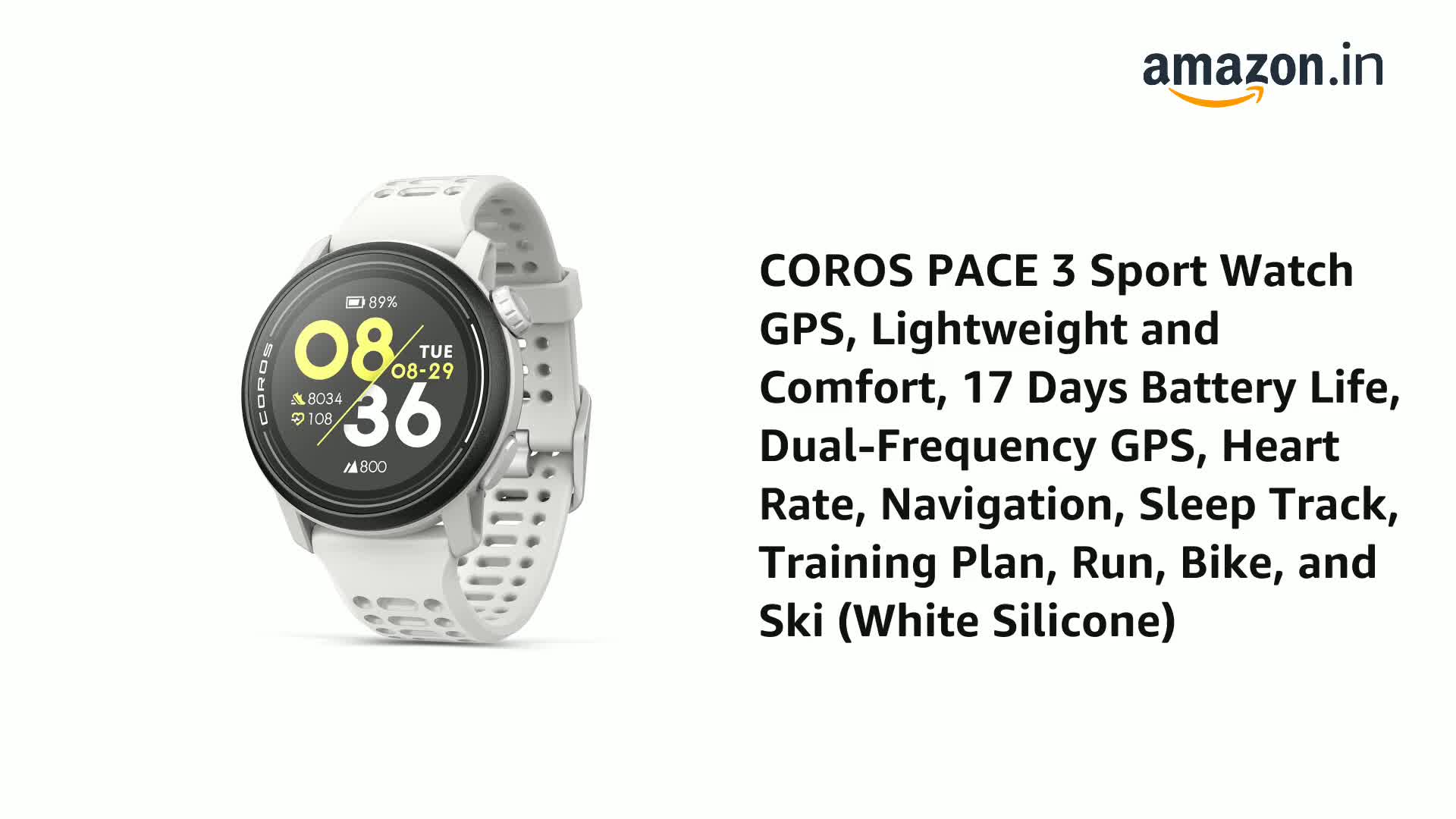 COROS PACE 3 GPS Sports Watch, Lightweight and Comfort, 15 Days