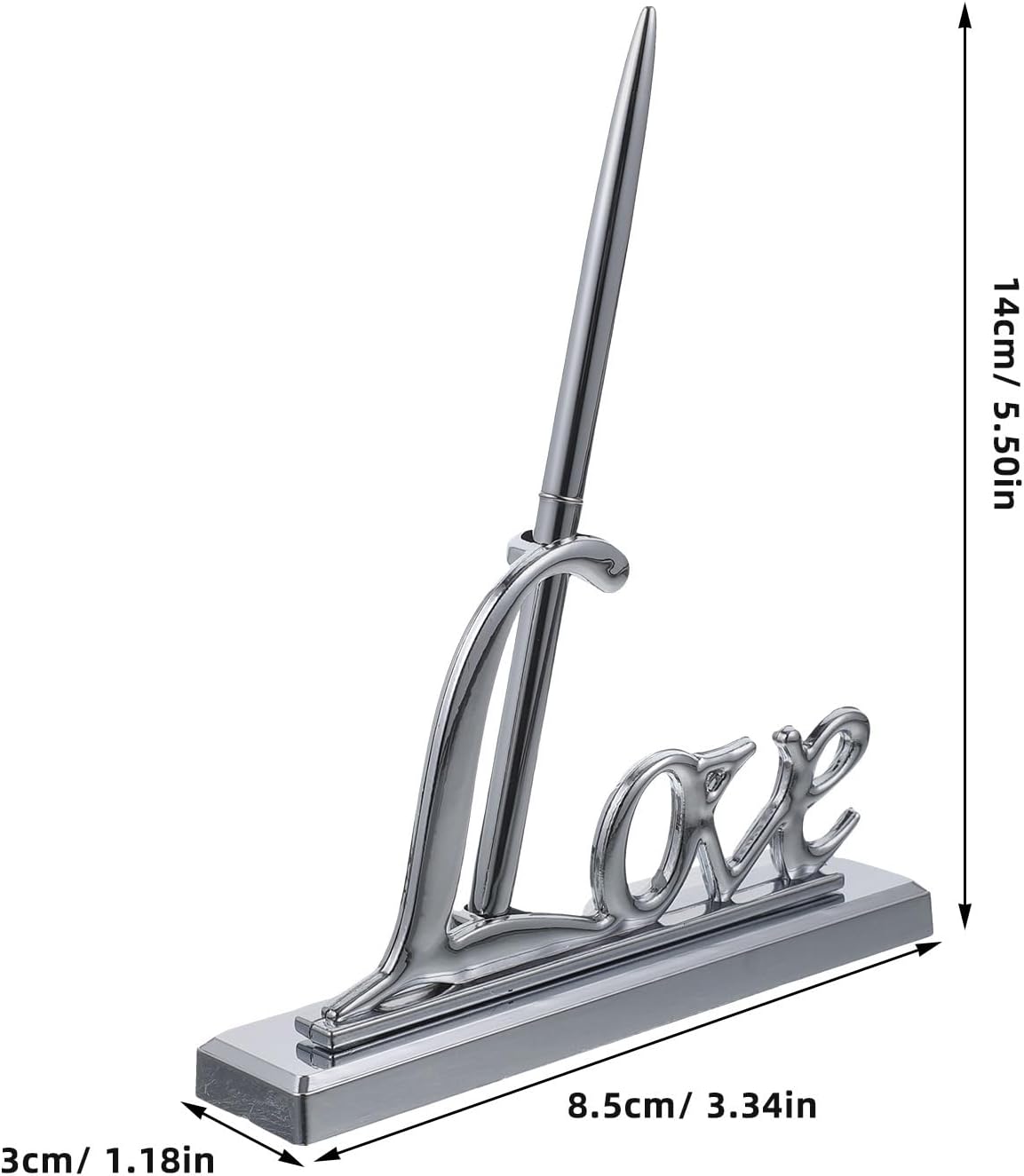 NUOBESTY Wedding Signing Pen Set with Silver Plated Love Pen Holder for Guest Book Signing Engagement and Party