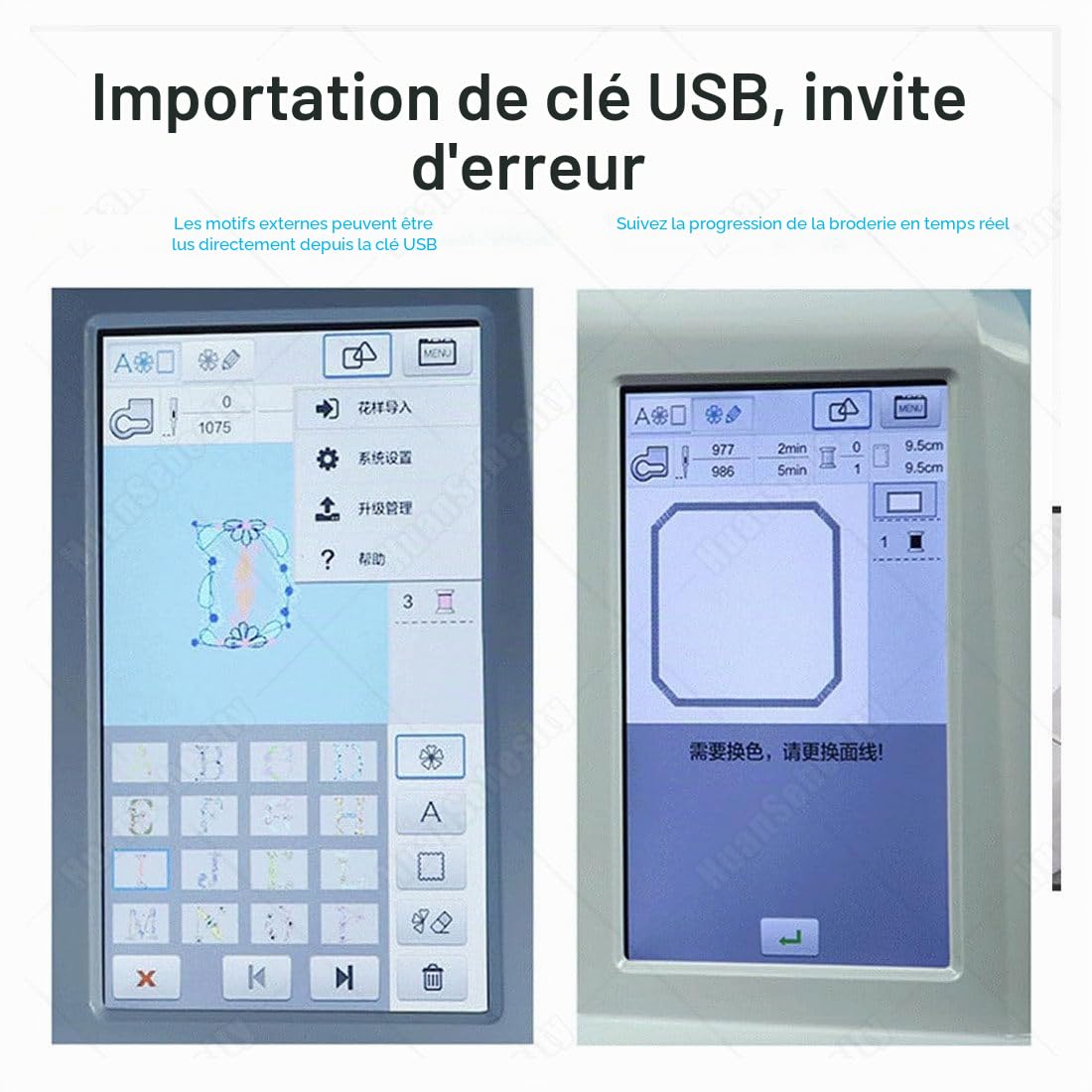Mini Machine à Coudre Domestique,Machine à Broder Automatique,Machine à Coudre Multifonction,avec écran Tactile LCD de 7 Pouces210 Lettres Intégrées Et 30 Bordures de Motifs