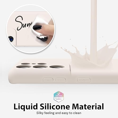 Miniatura 4 de oakxco Funda para teléfono Samsung Galaxy S21 Ultra con agarre de silicona líquida, bonita funda delgada y delgada de goma suave de TPU lisa para