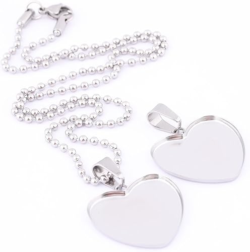 Miniatura 6 de Reidgaller 40 unidades de 0.972 in con ajustes de cabujón de corazón de acero inoxidable Bisel Colgante Bandejas DIY Neclace Base en blanco para