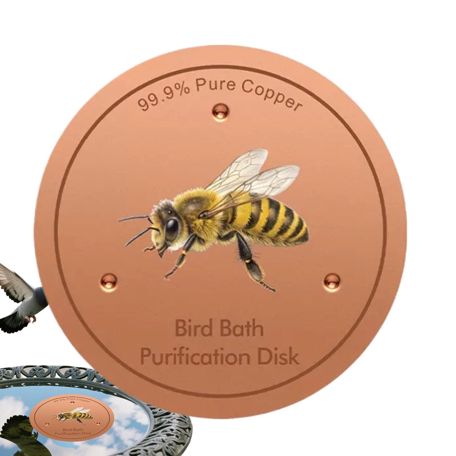 Bird Bath Metal Disk | Bee Pattern Fountain Cleaner | Birdbath Metal Disc - for Deck Patio Fountain Bowl Outdoor Garden