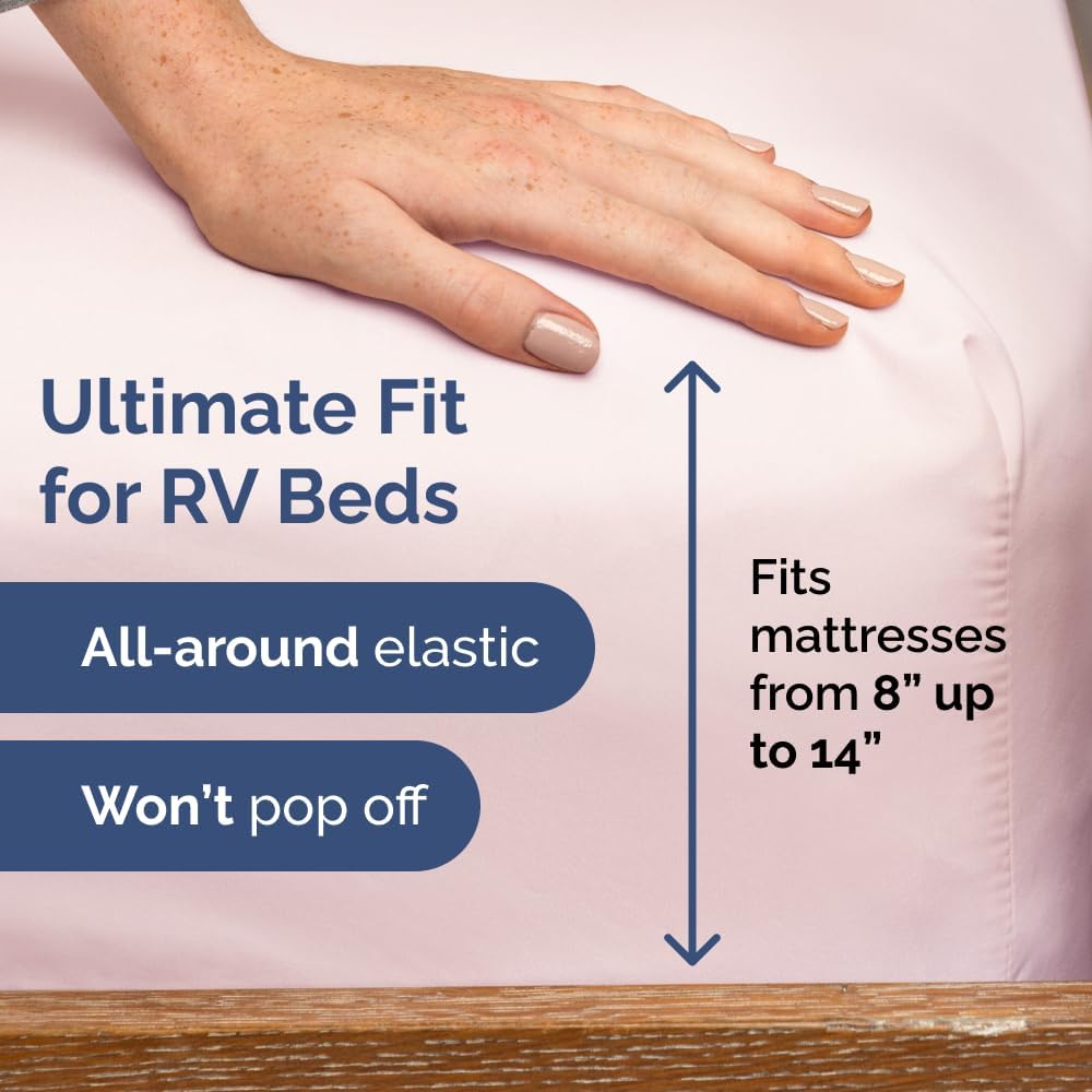RV Short Queen Sheet Set 60 X 75 - 4 Piece RV Short Queen Bed Sheets - Soft, Breathable & Cooling - Designed for Bunks, Trailers & Campers - Fits 8” to 12" Mattress - Luxury Bedding - Lavender Pink