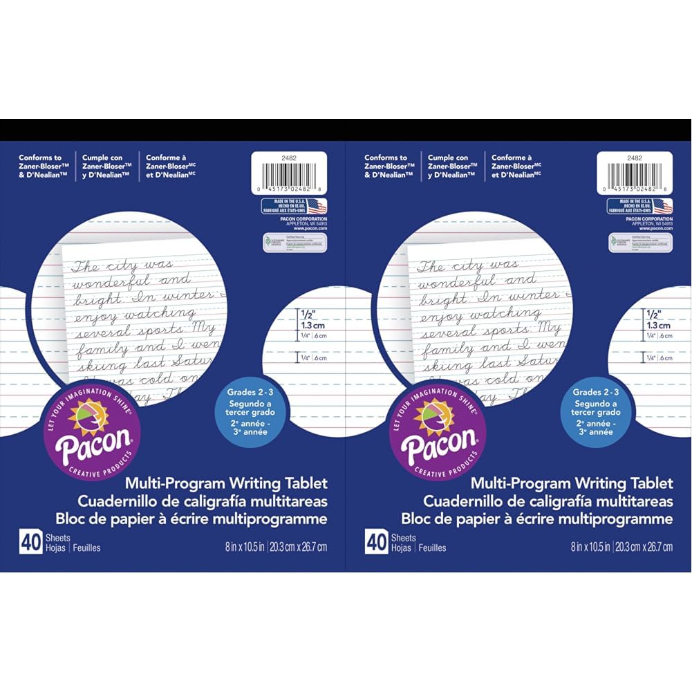PACON PAC2482 Pacon Handwriting Paper, D'Nealian Grades 2&3 / ZanerBloser Grade