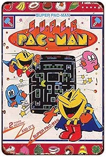 mefoll Super Pac-Man Namco Video Game Ad Metal Plaque 8x12 Tin Sign Decor