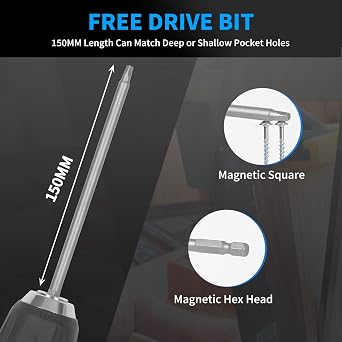 Pocket Hole Screws #8 X 1-1/4, 600 PCS and #8 X 2-1/2, 325 PCS Zinc Coated Pocket Hole Screws for Outdoor, Square Drive, 150MM Drive Bit Included