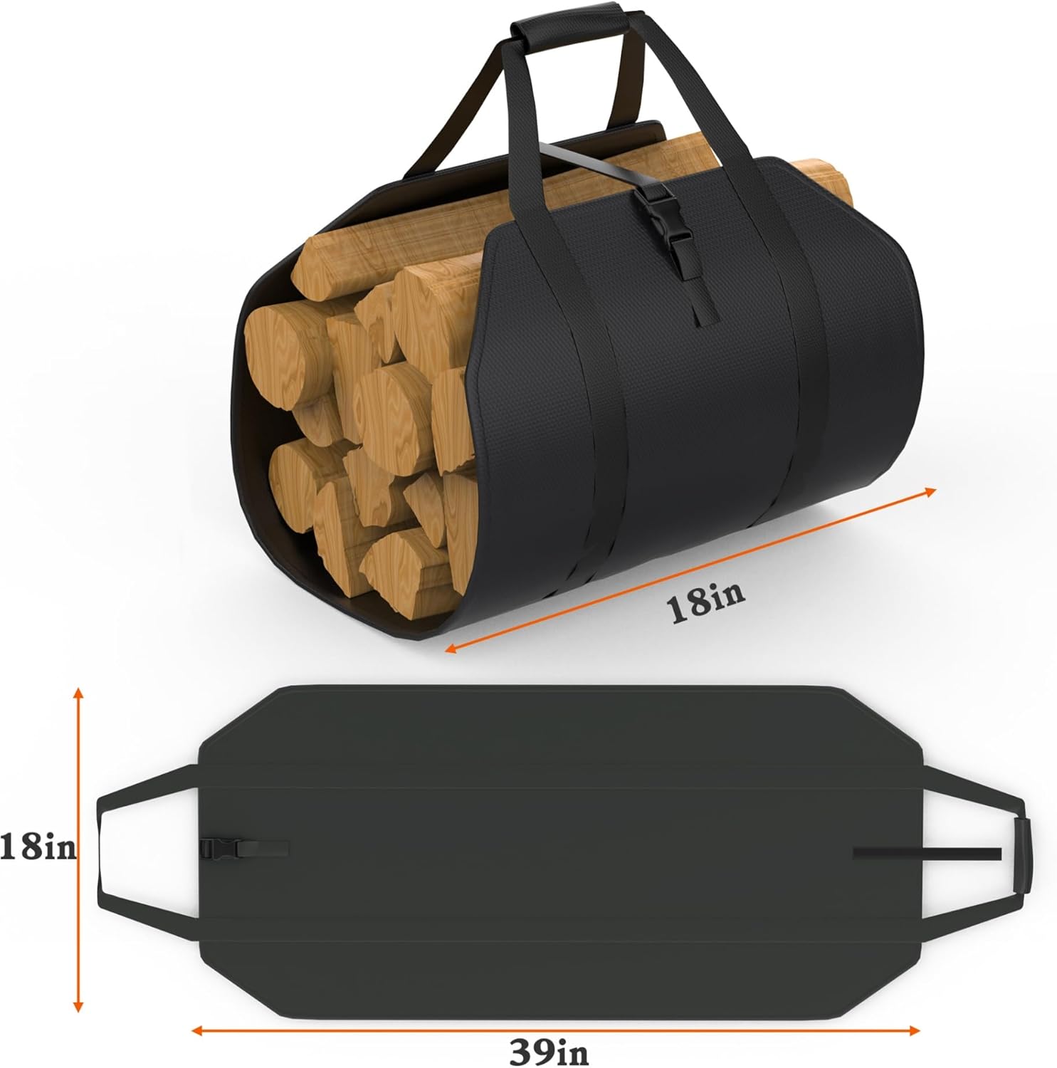 WALMANN Heavy-Duty 8 ft Firewood Rack with Waterproof Cover & Firewood Carry Bag, Outdoor Indoor Wood Log Holder for Fireplace, Patio & Porch, Sturdy Steel Fire Wood Storage Stand