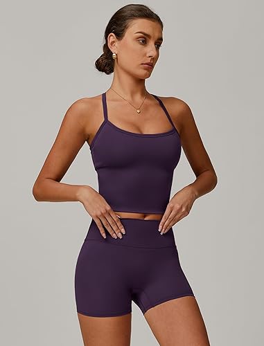 Miniatura 3 de Conjunto de ejercicio de dos piezas para mujer, camiseta sin mangas con pantalones cortos de cintura alta a juego, levanta los glúteos, ropa