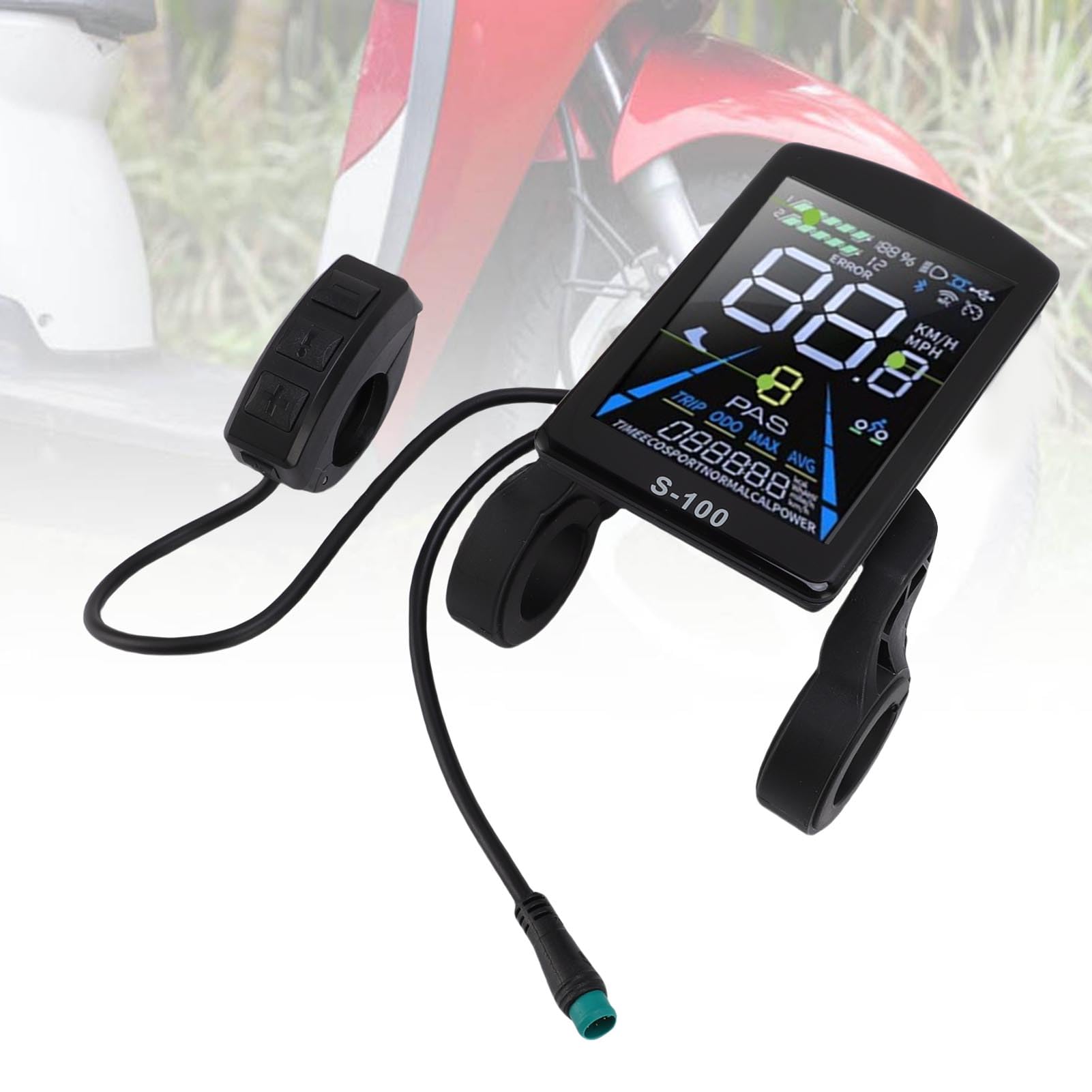 Luocute Display LCD per Bici Elettrica, Cruscotto Display LCD per Scooter con Schermo a Colori con Cavo a 5 Nuclei Resistente Alla Pioggia, Adatto per la Modifica della Bici per