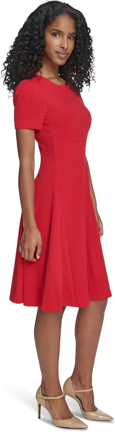 Calvin Klein Womens Short Sleeve Crepe Knee Length A-line Dress - Image 2