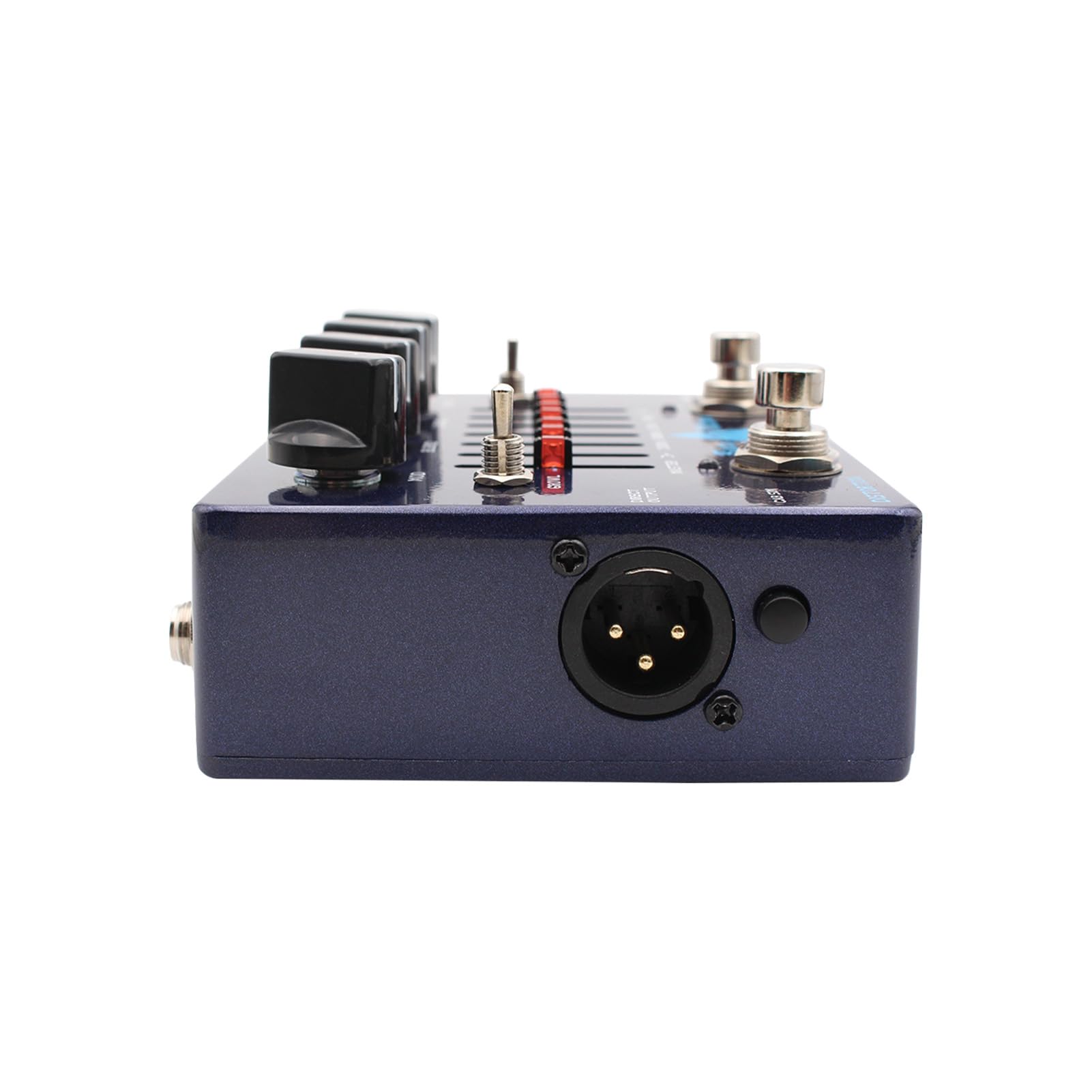 Bass Distortion Pedal Alpha Omega Dual Modes DI Box 6 bande EQ Headphone Output Amplificatore Simulator Bass Effects Pedal Aluminum Blue