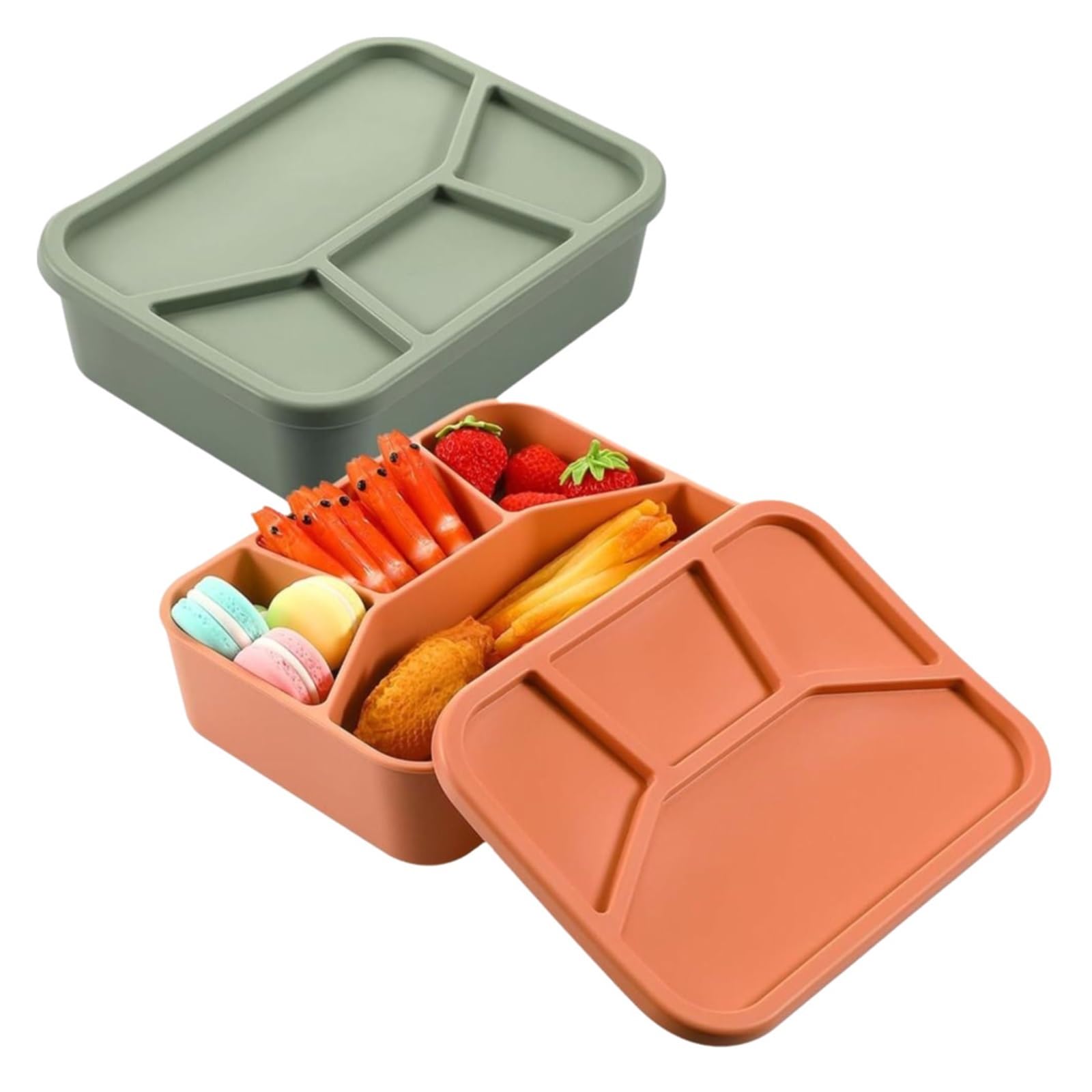 Silikon-Lunchbox Unterteilte Lunchbox aus Silikon, Frischhalte- und auslaufsicherer Vorratsbehälter for Lebensmittel, versiegelte Snackbox mit großer Kapazität Zur Aufbewahrung(Red)