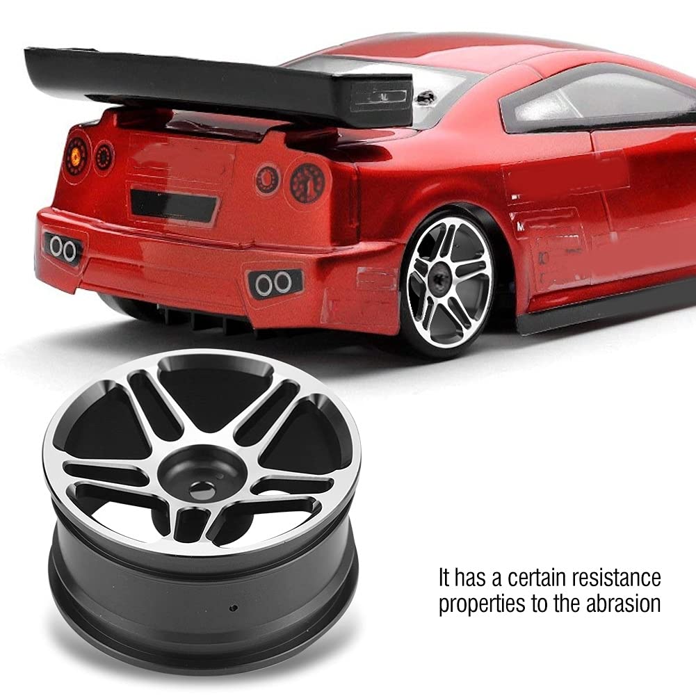 Lybunair 4Pcs RC Steering Assembly Aluminum Alloy Wheel Rims Tires Fit for 1/10 Scale Drift Racing RC Car - Image 3