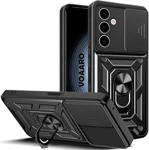 ST-HONATOP Funda de teléfono para Samsung A24 4G, a prueba de golpes, protector de lente de cámara deslizante integrado con función atril para
