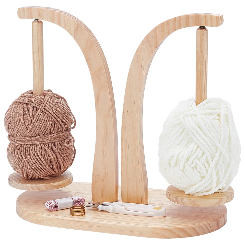 UNICRAFTALE Supporto per filati in legno per uncinetto e lavoro a maglia, con 2 mandrini, per filati, uncinetto, regalo per gli amanti del lavoro a maglia, per gli amanti del lavoro a maglia, per la