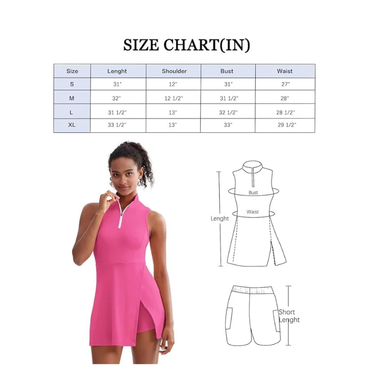 Robe Tennis Femme Robe De Tennis for Femmes Robe De Golf De Tennis Short Intégré(White,M)