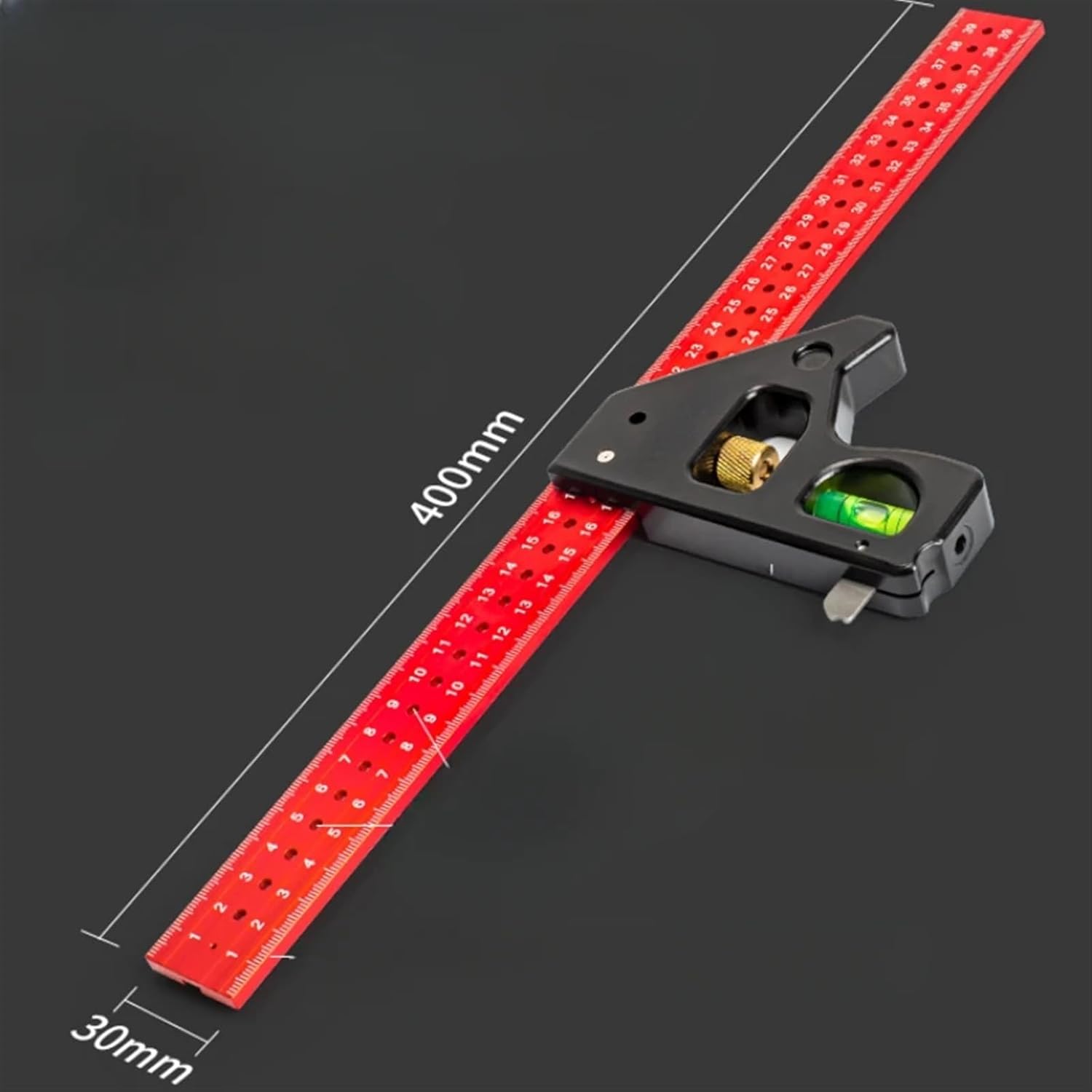 Gauges Heavy Duty High-Precision Woodworking Stainless Steel Multifunction Combined Angle Ruler 30/40cm Long Movable Angle Ruler (Color : 40cm)