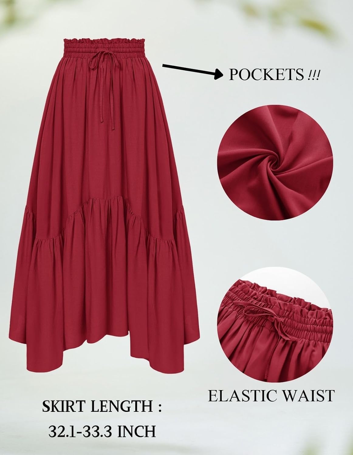 Scarlet Darkness Maxi Skirts for Women High Waist Renaissance Skirt Long Skirt with Pockets - Image 4