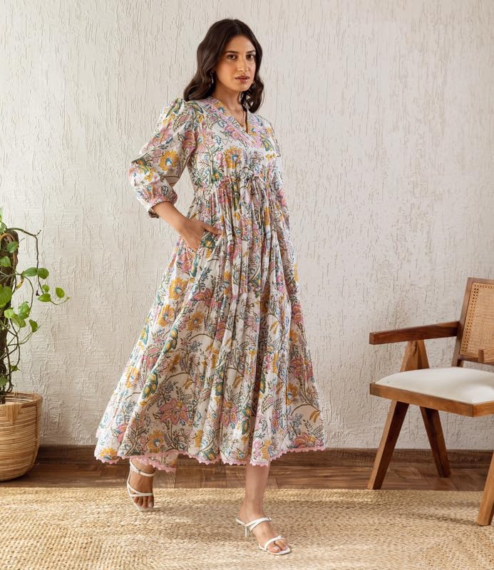 Image of Sheetal Associates Women's Fit and Flare Dress with Regular Sleeves | Comfortable Relaxed Fit Summer Dress