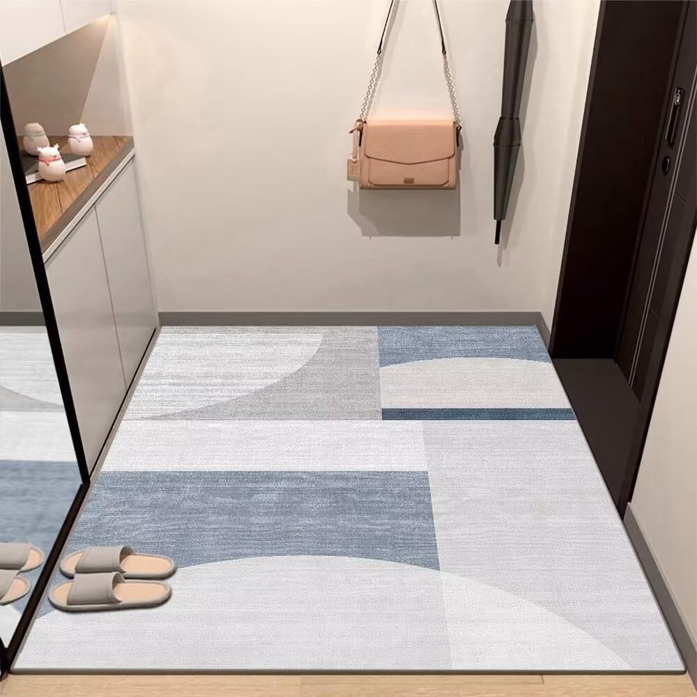 RUGMRZBright Rug Decorrom Rug Gray-blue Geometric Design Minimalist Rectangle Customizable Large Rugs Pastel Bedroom Accessories 180X250CM