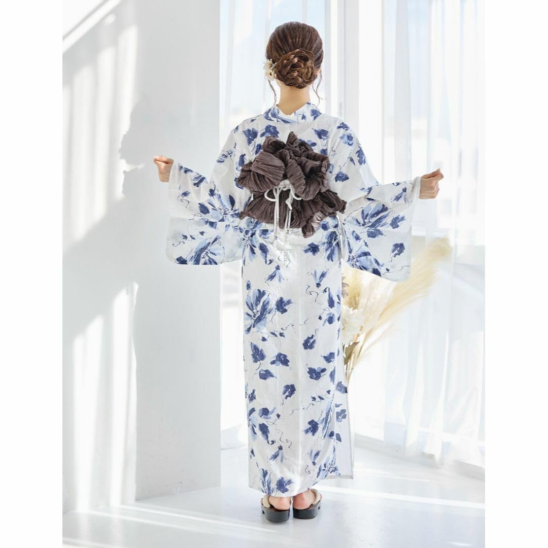 Amazon.co.jp: 浴衣 セット 浴衣セット ゆかた 大人 レディース 青  