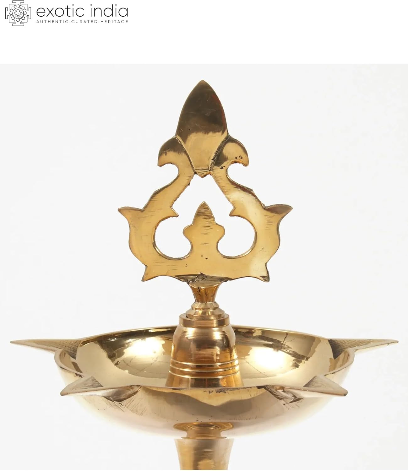 Exotic India Five Wicks Oil Lamp Kuthu Vilakku Idol for Puja Room Diya, Home, Temple, Diwali Decoration