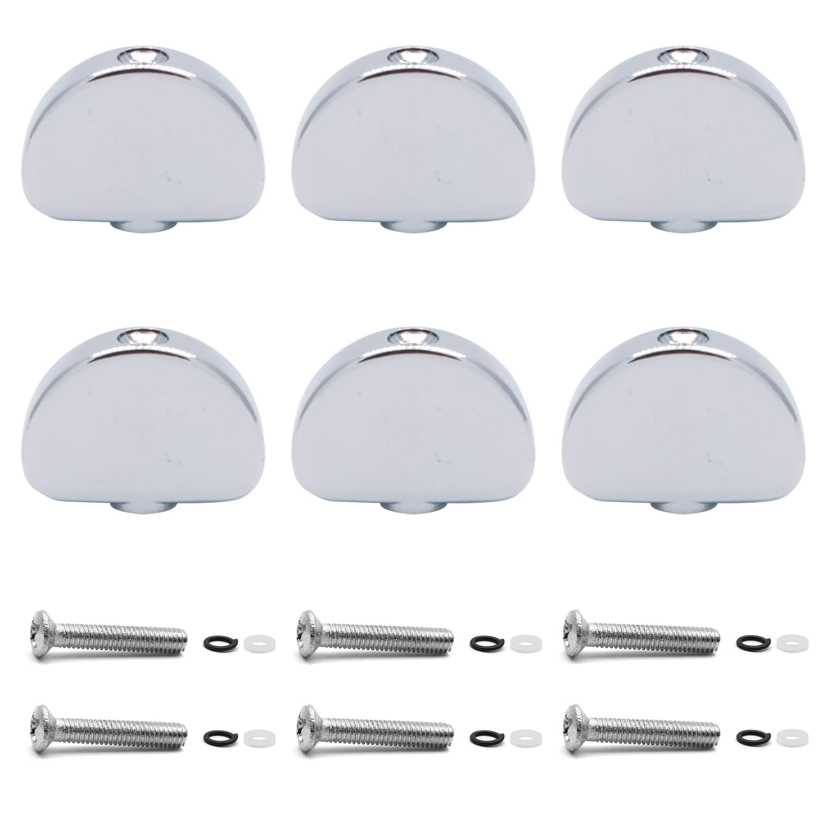 harpfeas 6PCS Metal Big Semicircle Guitar Tuning Peg Buttons,Tuning Key Button Heads Tuners Machine Handle for Folk Electric and Acoustic Guitar (Chrome)