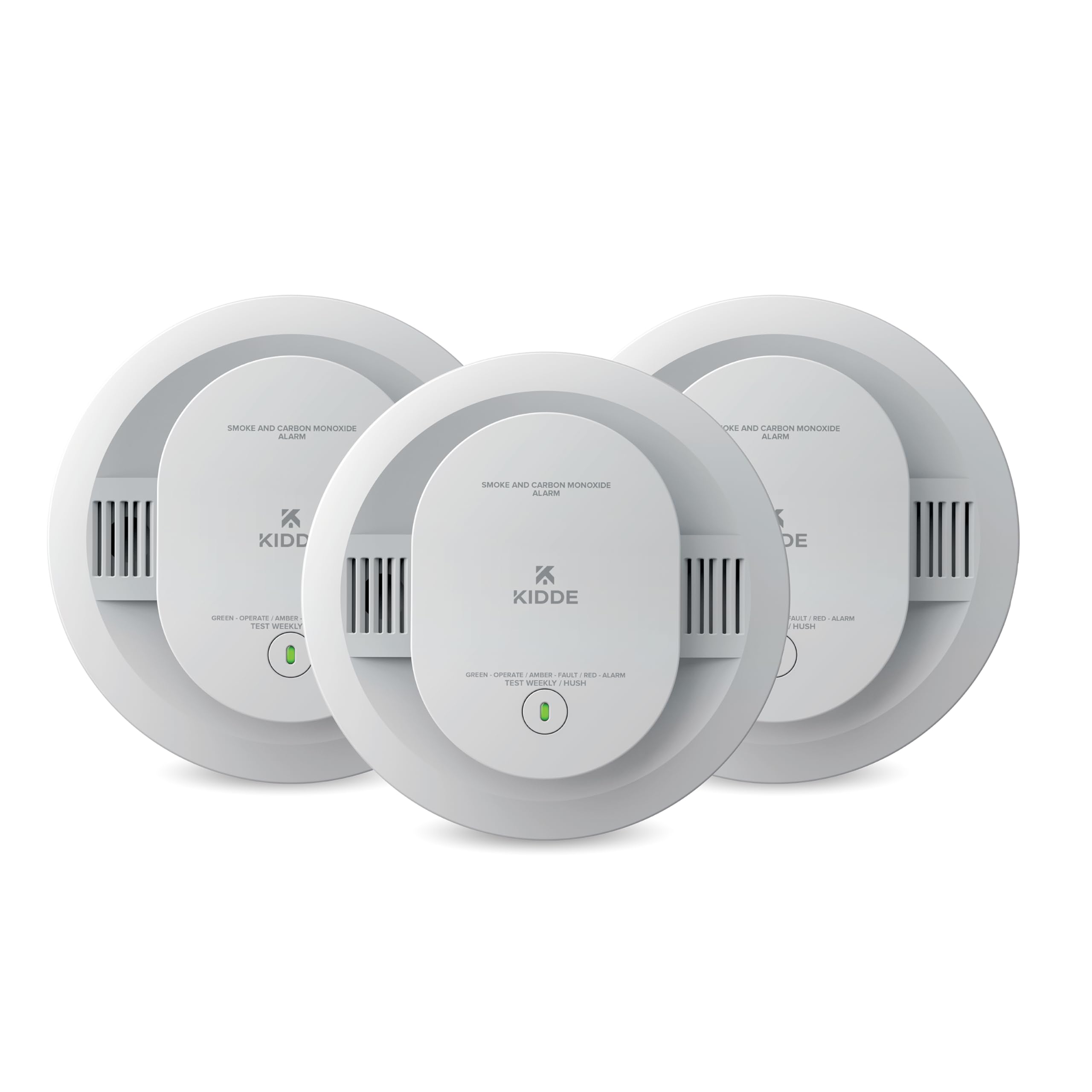 Kidde Smoke & Carbon Monoxide Detector for Home, AA Battery Powered, Voice Alerts, 3-Pack