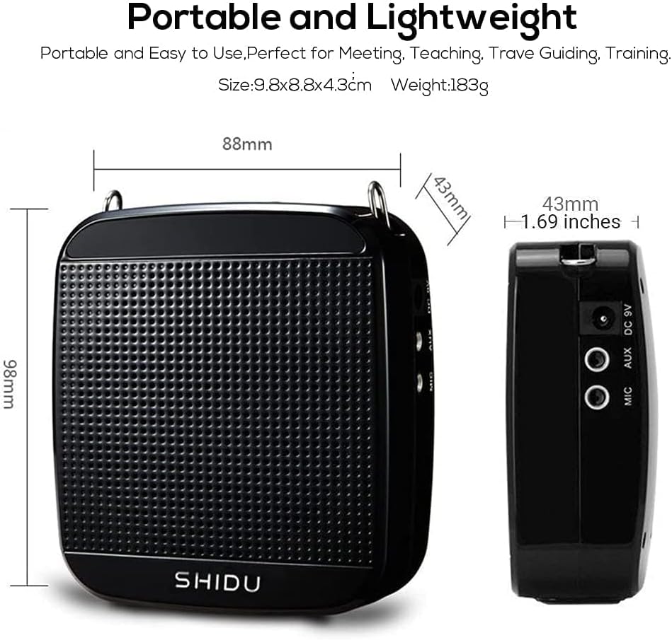 Wireless Voice Amplifier SHIDU S613 Original Wireless Voice Amplifiers with Headset Microphone18W Rechargeable Portable Mini PA System Loudspeaker for Teachers,Fitness Instructors,Yoga,Tour Guides